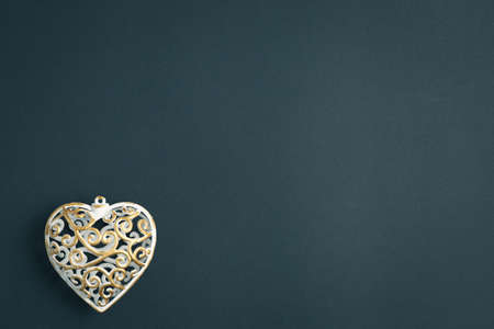 Christmas and New Year background with gifts, deer, stars and fir-trees, flat lay on a dark blue...