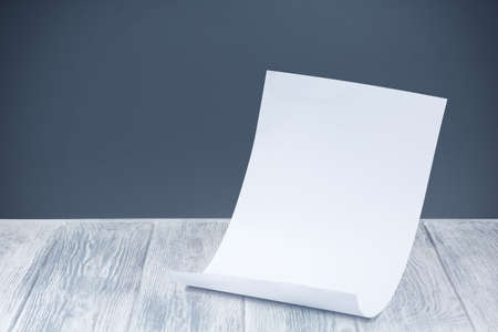 blank empty sheet on the table, sheet in the air above the table, concept business noteの写真素材