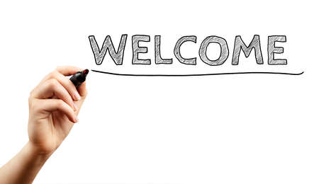 hand writing welcome on white board new job conceptの写真素材