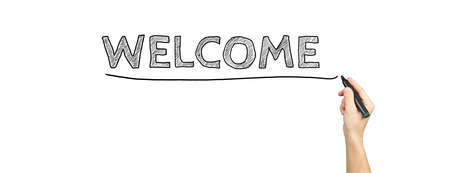 hand writing welcome on white board new job conceptの写真素材