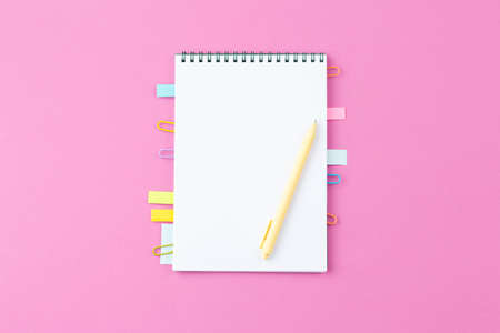 School notebook with bookmarks. Top view.の写真素材