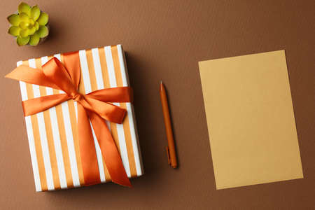 Present box in gift paper.の写真素材