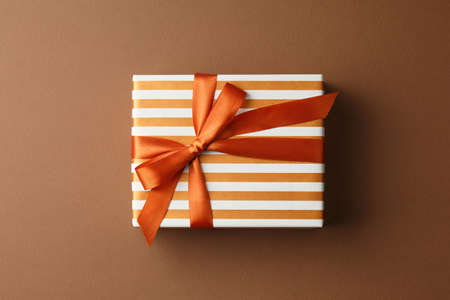 Present box in gift paper.の写真素材