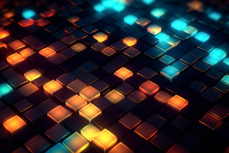 Abstract illustration of digital square color theme for desktop wallpaper, modern background, by ai generativeの素材
