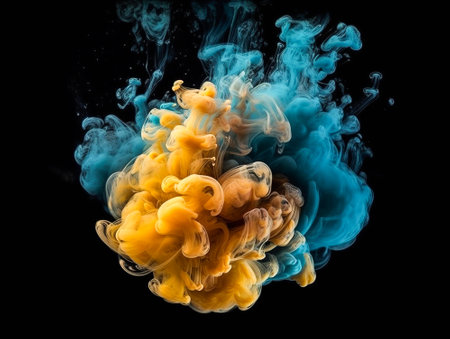 Abstract background with colored smoke on a black background, screensaver concept wallpaper, by ai generativeの素材