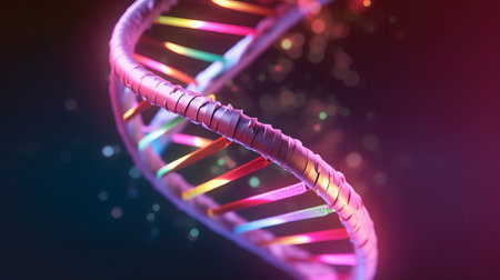 dna helix structure closeup, human dna chain, by ai generativeの素材