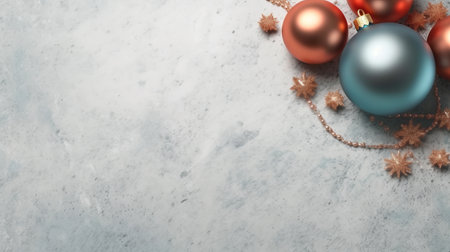 New Year festive background poster for text, with toys on the Christmas tree, ultra wide format, by ai generativeの素材