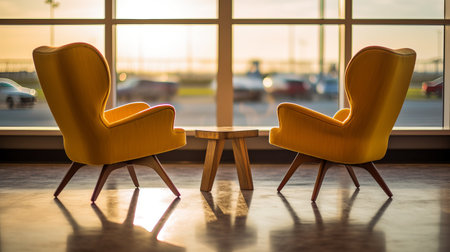 waiting room at the airport, VIP class. waiting room at the station., by ai generativeの素材