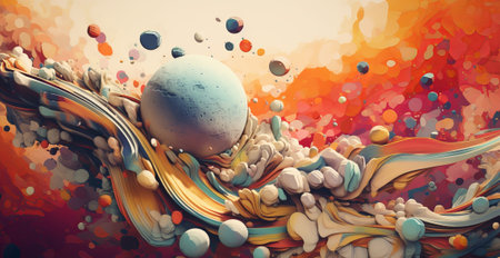 Futuristic background with bright and colorful objects. modern futuristic sci fi wallpaper, by ai generativeの素材