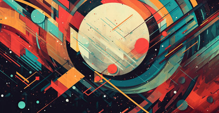 Futuristic background with bright and colorful objects. modern futuristic sci fi wallpaper, by ai generativeの素材