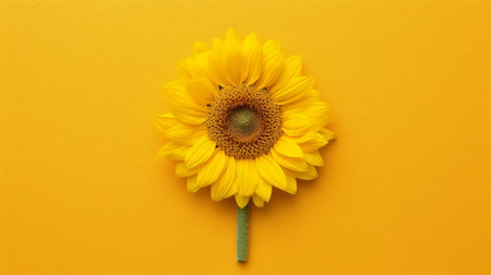 Creative layout made with sunflowers on bright yellow background, top view, by ai generativeの素材