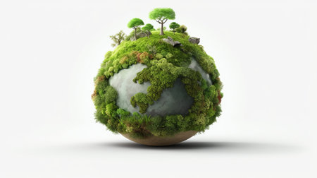 planet in 3D on a white background, Earth day concept on white background, by ai generativeの素材