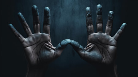 hands asking for help from people closeup. hand reaching up, salvation of mankind concept, by ai generativeの素材