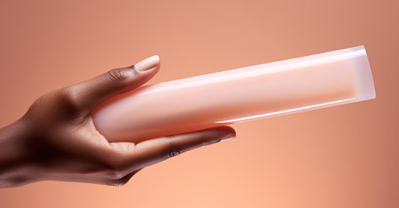 cosmetics in hands, a concept for advertising creams and skin care products, by ai generativeの素材