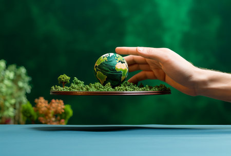 planet in the hands of a politician and the head of a country in the office of a businessman, concept of power in the hands, by ai generativeの素材