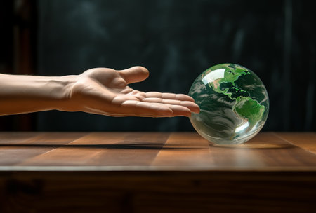 planet in the hands of a politician and the head of a country in the office of a businessman, concept of power in the hands, by ai generativeの素材