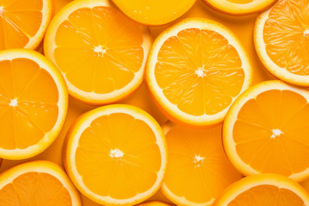 The background is orange slices. Orange is a delicious and healthy tropical fruit. Sliced orange circles, laid on the surface in several layers., by ai generativeの素材