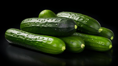 Harvest fresh green cucumbers. Selective focus. Food., by ai generativeの素材