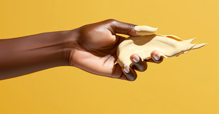 cosmetics in hands, a concept for advertising creams and skin care products, by ai generativeの素材