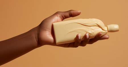 cosmetics in hands, a concept for advertising creams and skin care products, by ai generativeの素材
