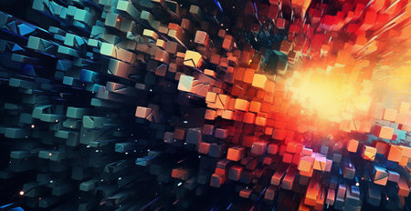 Futuristic background with bright and colorful objects. modern futuristic sci fi wallpaper, by ai generativeの素材