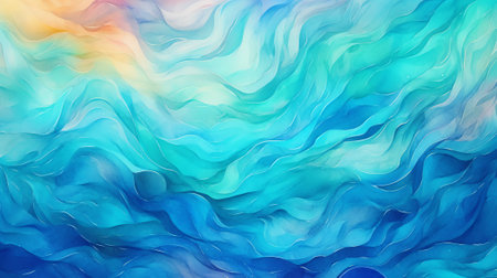 Blue azure turquoise abstract watercolor background. Abstract blue colors watercolor painting., by ai generativeの素材