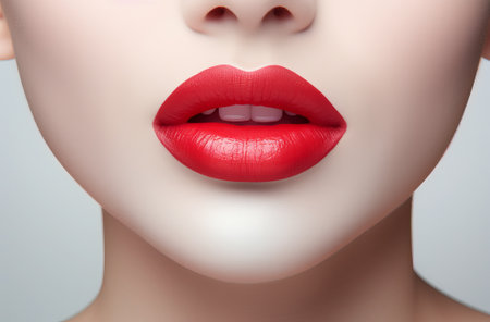 beautiful woman with long hair showing her mouth, woman makes a tongue pop out of her mouth, by ai generativeの素材