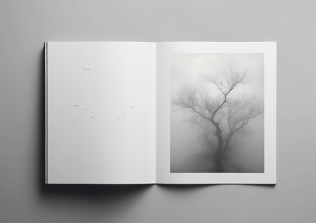 book on grey surface in the style of minimalist, by ai generativeの素材