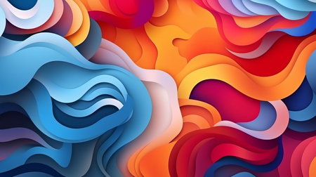 abstract papercut background consisting of iridescent multi colored lines of stepped character. layers of paper like in quilling., by ai generativeの素材