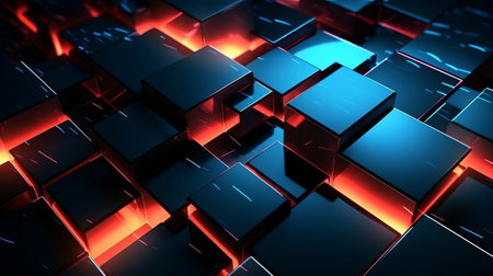 Science fiction beautiful geometrically correct futuristic wallpaper. High Tech dark with rectangular sci fi background., by ai generativeの素材