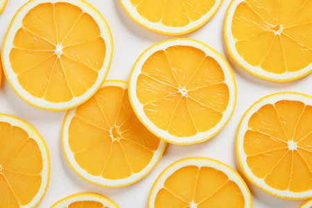 The background is orange slices. Orange is a delicious and healthy tropical fruit. Sliced orange circles, laid on the surface in several layers., by ai generativeの素材