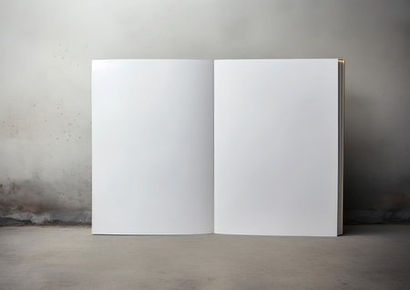 empty white book on grey surface in the style of minimalist, by ai generativeの素材