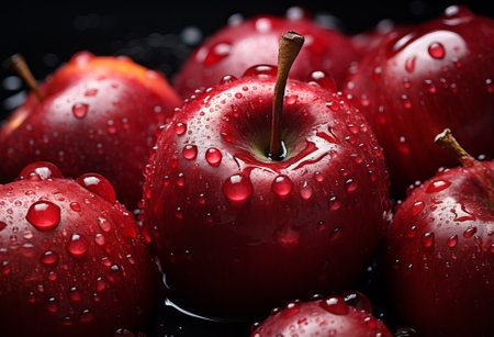 Red  fresh apple raw fruit backgrounds overhead perspective, set of healthy organic fresh apples, by ai generativeの素材