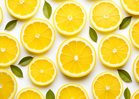 A set of sliced lemon isolated on white background. Top view., by ai generativeの素材