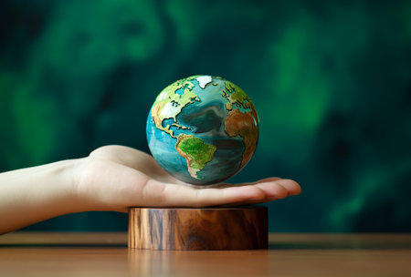 planet in the hands of a politician and the head of a country in the office of a businessman, concept of power in the hands, by ai generativeの素材