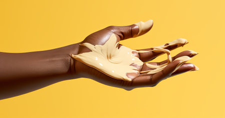 cosmetics in hands, a concept for advertising creams and skin care products, by ai generativeの素材