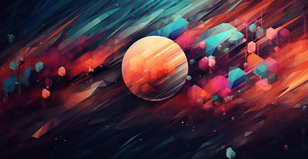 Futuristic background with bright and colorful objects. modern futuristic sci fi wallpaper, by ai generativeの素材