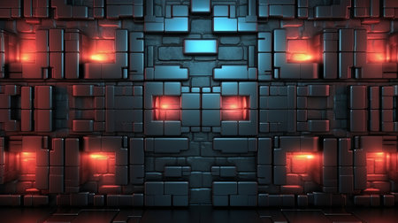 Science fiction beautiful geometrically correct futuristic wallpaper. High Tech dark with rectangular sci fi background., by ai generativeの素材