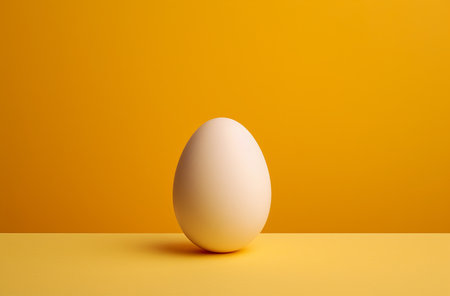 chicken egg on yellow background natural products in minilalistic style, incubator and poultry farm concept., by ai generativeの素材