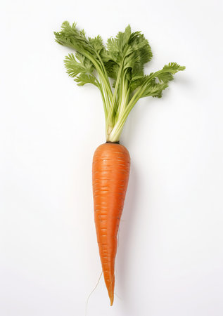Fresh carrot isolated on white background, front view, by ai generativeの素材