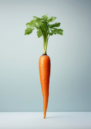 Fresh carrot isolated on gray background, front view, by ai generativeの素材