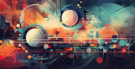 Futuristic background with bright and colorful objects. modern futuristic sci fi wallpaper, by ai generativeの素材