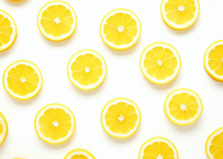 A set of sliced lemon isolated on white background. Top view., by ai generativeの素材