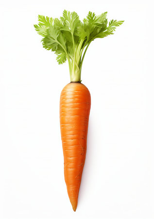 Fresh carrot isolated on white background, front view, by ai generativeの素材