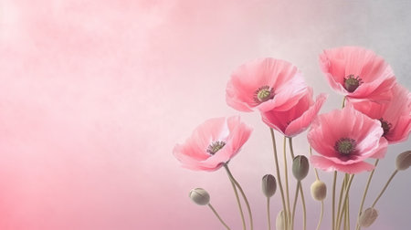 mothers day concept with pink flowers over pastel background, by ai generativeの素材