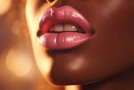 beautiful woman with long hair showing her mouth, woman makes a tongue pop out of her mouth, by ai generativeの素材