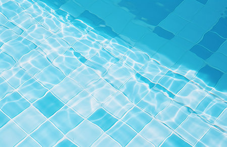 close up view of clear blue water in a pool, in the style of light teal and white, by ai generativeの素材