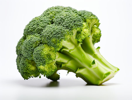 Fresh broccoli isolated on white background, by ai generativeの素材