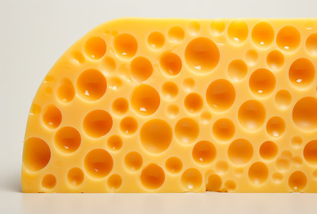 Emmental cheese triangle, Swiss cheese, isolated on white background. High resolution image, by ai generativeの素材