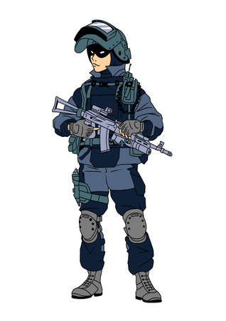 special forces policeman in riot gearのイラスト素材